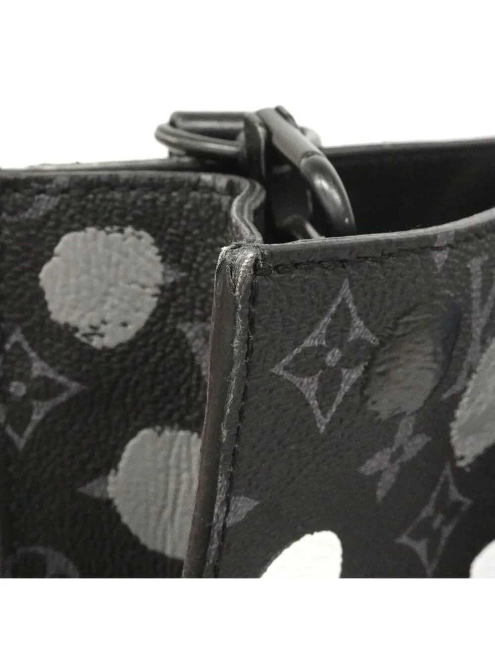 Louis Vuitton Tote Monogram Eclipse Sac Plat Black 2-Way Yayoi Kusama Collaborat
